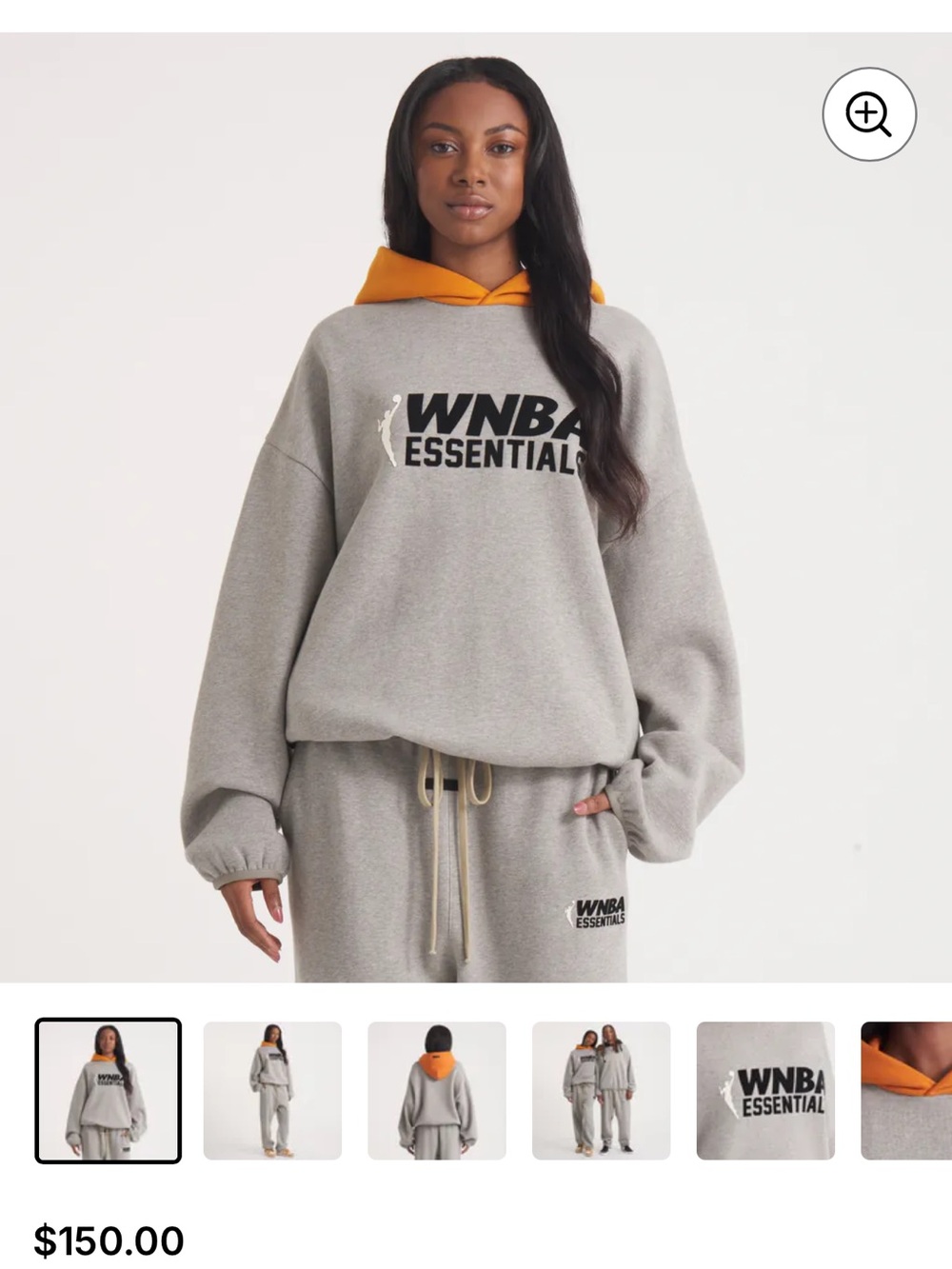 WNBA Essentials Women’s Crewneck Hoodie - Gray Body with Orange Hood